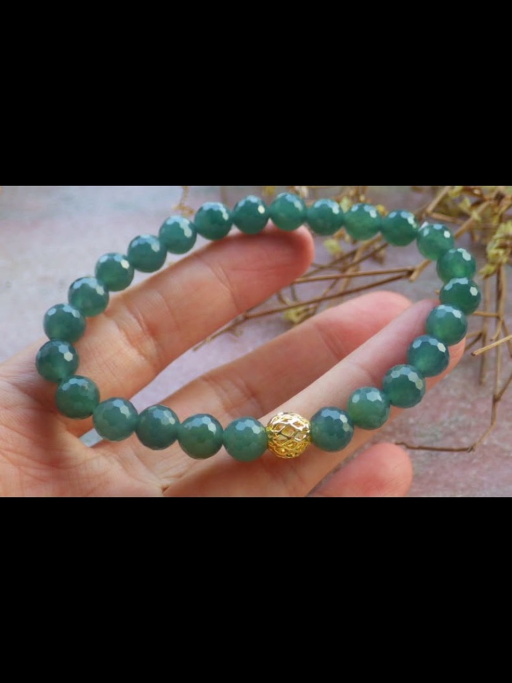 Elegant Diamond cut ball bead jadeite jade 8mm 7inches to 7.5inches
